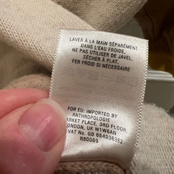 Anthropologie field flower short sleeve sweater beige tan yellow medium zip back - Picture 11 of 12